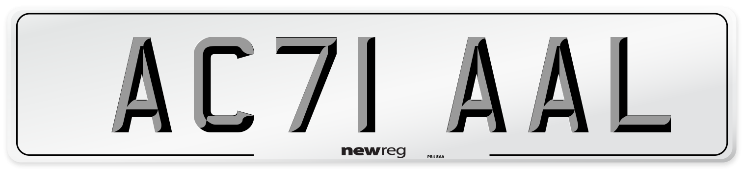 AC71 AAL Number Plate from New Reg